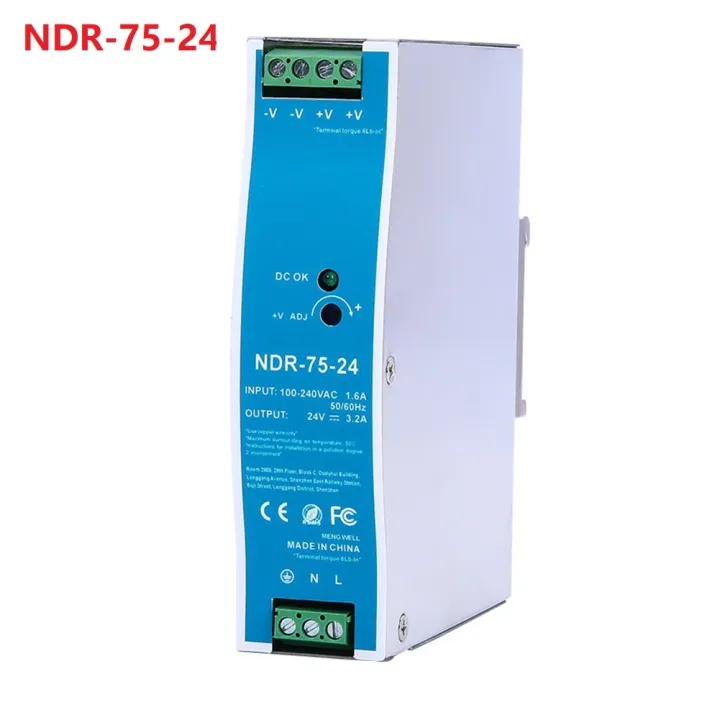 NDR-75-24 75W เอาต์พุตเดี่ยว24V 3.2A Din Rail Switching Power Supply ...