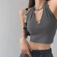 Lucyever Hearted Hollow Out Halter Camis เสื้อกั๊กผู้หญิง2023ฤดูร้อนเซ็กซี่ Slim Fit V คอเสื้อ Solid Cropped Lace Up Camisole