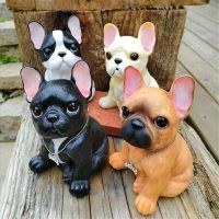 Resin Bulldog Sculpture Ornaments Big Eyes Bull Dog Puppy Statue Lawn Sculpture Super Cute Garden Yard Decor Animal Decorations