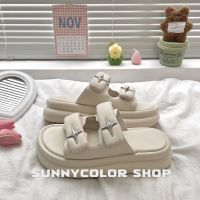 ✺☏◕ SUNNYCOLOR รองเท้าแตะมัฟฟิน พื้นหนา เข้ากับทุกการแต่งกาย แฟชั่นฤดูร้อน สําหรับผู้หญิง 2023 B28G0IR