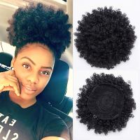 Short Puff Afro Puff Synthetic Hair Bun Chignon hairpiece hair afro For Women Drawstring afro Ponytail Clip Hair Extensions