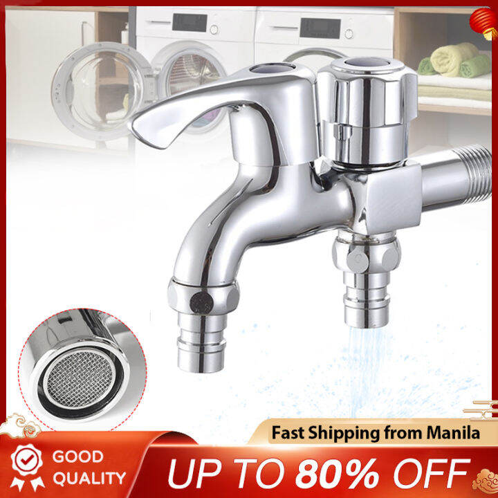 SUS304 Stainless Steel Two Way Faucet Washing Machine Faucet 1 in 2 Out Head Two Way Double Head