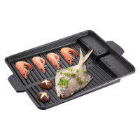 หน้าแรก BBQ Plate แคมป์ปิ้งสไตล์เกาหลีท่องเที่ยวทำอาหาร Non Stick Hot Induction Grill Pan ในร่มกลางแจ้ง eless สี่เหลี่ยมผืนผ้า Baking