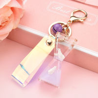 New Creative Floating Acrylic Milk Bottle Keychain Moving Liquid Quicksand Drift Bottle Keyring for Women Bag Pendant EH039