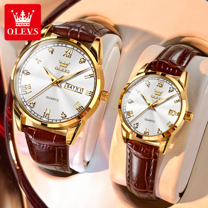 olevs-นาฬิกาข้อมือคู่รัก-buy-1-ของแท้กันน้ำได้-นาฬิกาคู่รักปฏิทินเรืองแสงมัลติฟังก์ชั่น