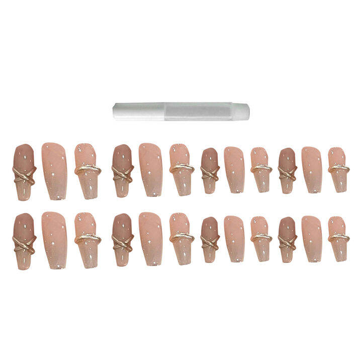 1 Set False Nail Full Cover High Gloss Stunning Visual Effect DIY with