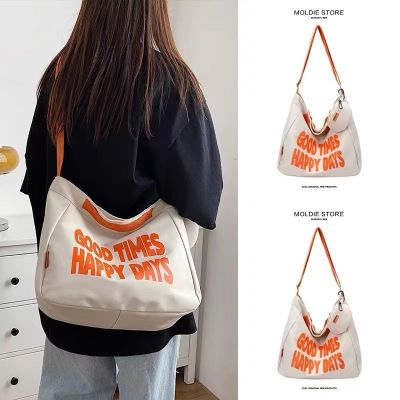 Commuter Large Capacity Bag Female 2023 New Fashion Letter Student Class Tote Bag Work All-Match Shoulder Bag