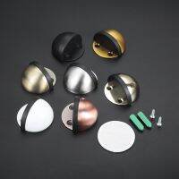 1Pc Punch-free Hidden Door Stopper Stainless Steel Rubber Half Moon Sticker Door Holder Catch Floor Mounted Nail-free Door Stops Decorative Door Stops