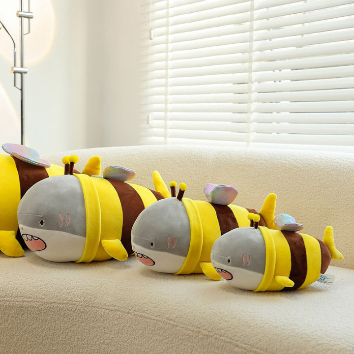 bee-cute-shark-plush-toy-stuffed-doll-animal-pillow-soft-cushion-child-kids-gift