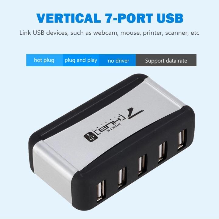 vertical-usb-hub-multi-7-ports-usb-2-0-splitter-with-power-adapter-usb-hubs