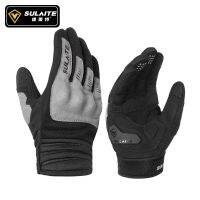 SULAITE Gloves Men Motorcycle Full Finger Breathable Riding Anti-Fall Retro Knight Equipment PVC Shell Windproof Driving Gloves