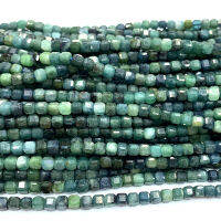 Veemake Blue Green Tourmaline Natural Gemstones DIY Necklace Bracelets Earrings Edge Cube Faceted Beads For Jewelry Making 07214