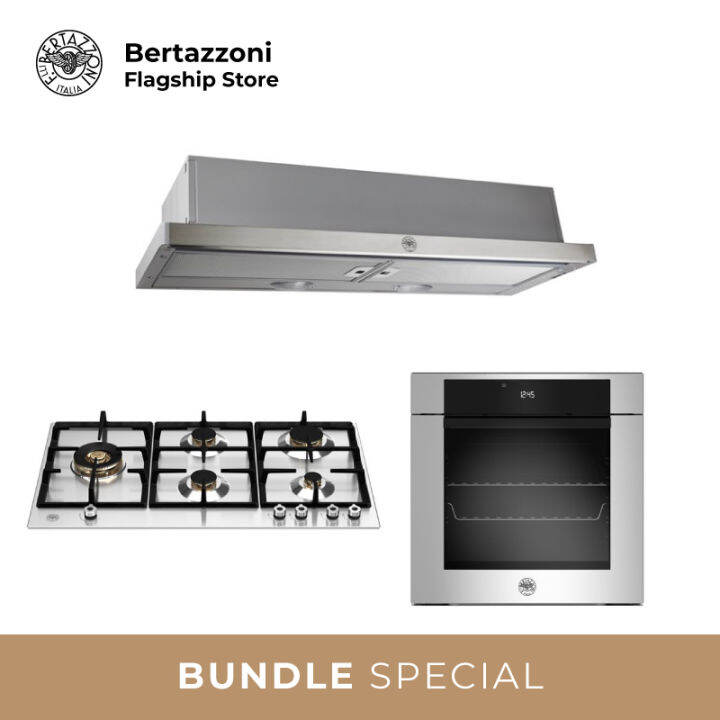 [Bulky] Bertazzoni 90cm Gas + Oven + Hood Bundle (P905LPRO 90cm Gas Hob