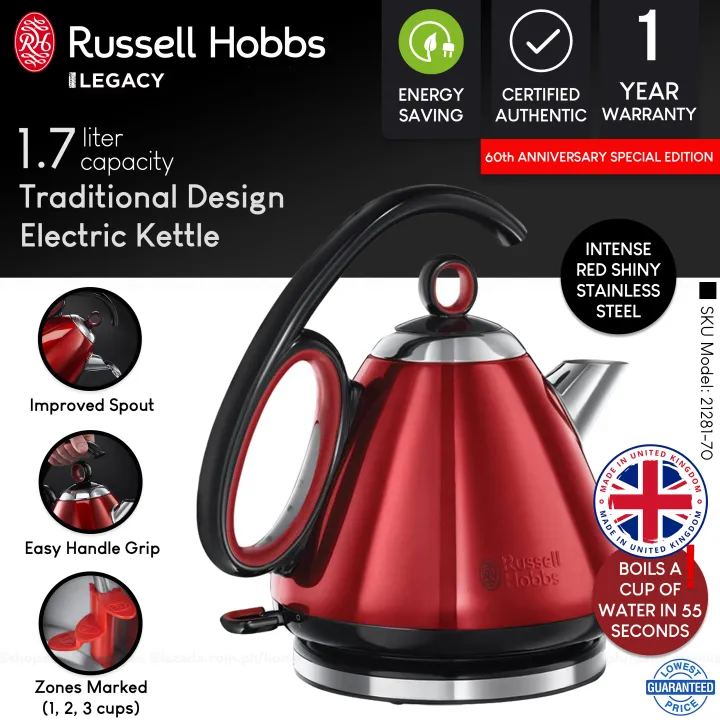 Russell Hobbs 1.7L Legacy Red Electric Kettle 2128170 Lazada PH