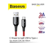 Cáp sạc nhanh 3A Baseus C-Shape chân Type-C dây dù tự ngắt thông minh tích hợp đèn Led dài 1M cho Android thumbnail