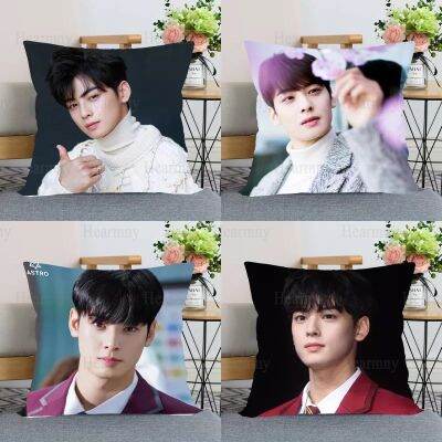 [ใหม่ W] เคสหมอน KPOP Cha EunWoo สำหรับหมอนตกแต่งบ้านฝาครอบหมอนโยนแบบมองไม่เห็นซิป40X4045X45cm 0303