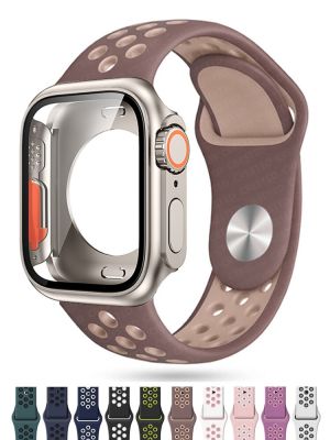 Sport Strap+Case For Apple Watch band 44mm 40mm 45mm 41mm change to ultra 49mm correa bracelet wrist iWatch series 4 5 6 SE 7 8 Straps