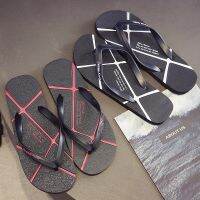 HOT★Flip-Flops ชายฤดูร้อนลื่นทน Pinch รองเท้าแตะชายหาดบุคลิกภาพสวมใส่ด้านนอกรองเท้าแตะนักเรียน Flip Flops บุรุษรองเท้า