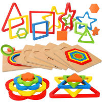 ไม้รูปทรงเรขาคณิต Montessori ปริศนาของเล่นเรียงลำดับคณิตศาสตร์อิฐก่อนวัยเรียนต้นเรียนรู้ของเล่นเพื่อการศึกษาสำหรับเด็ก