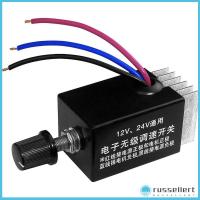 RUSSELLERT พัดลมรถบรรทุกไฟฟ้า DC 12V 24V,สวิตช์ควบคุม10A เครื่องควบคุมความเร็วมอเตอร์ไฟฟ้าสีดำ