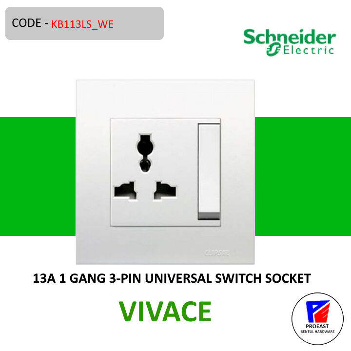 Schneider Electric Vivace A V Gang Pin Large Dolly Switched