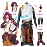 Genshin Impact Shikanoin Heizou Cosplay Costume Shoes Accessories Full Set Game Genshin Heizou Shikanoin Outfit Wig Cosplay