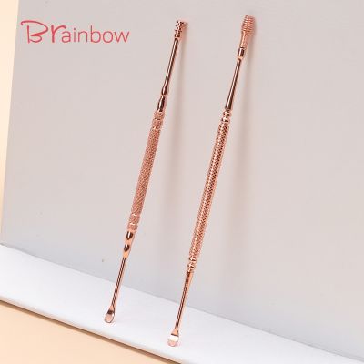 【YF】 Brainbow Stainless Steel Rose-gold Earpick Wax Remover Curette Cleaner  Easy Earwax Removal Swab Kit Health Care Tools Ear Pick