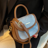 Special-Interest Design Small Bag Female Summer 2022 New Portable Popular Shoulder Bag Fashion Denim Semi-Circular Saddle Bag