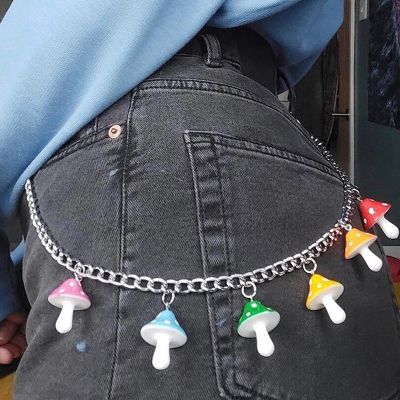 Cute Heart Shape Lollipop/Mushroom Pendant Keychain For Women Vintage Harajuku Punk Cool Waist Pants Key Chain Trendy Jewelry