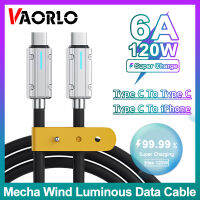 VAORLO 6A ดั้งเดิม120W สายชาร์จเร็วพิเศษ PD ชนิด C ซิลิโคนเหลวสายข้อมูลเมชาโลหะผสมสังกะสีลมปลั๊กยูเอสบี C ถึง C/ตัวชาร์จไลท์นิ่งลวดสามารถใส่ได้กับ iPhone สำหรับสมาร์ทโฟนทุกแบบ