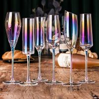 【CW】♙  Colorful Bevel Glass Cocktail Wine Goblet Transparent Cup Wedding Flutes