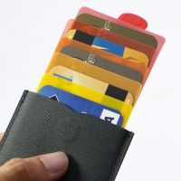 Dompet kartu kredit minimalis dompet uang tipis Mini Universal lengan kartu gradien warna kain Oxford dompet kartu kredit tarik kartu 5