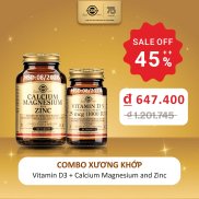 Combo Xương Khớp - Solgar Calcium Magnesium and Zinc + Vitamin D3 Hỗ Trợ