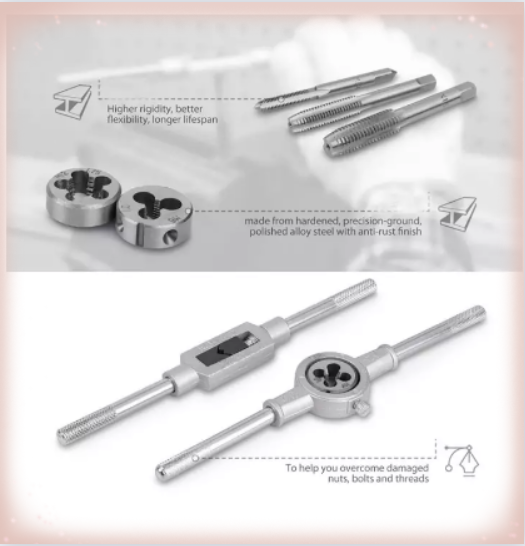 Machine Screw Metric Tap and Die Bit Set(12 Piece) Lazada PH