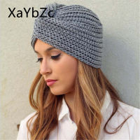 Womens Knitted Turban Hats bohemia turban cashmere cross wrap head Indian hat wool knitting bonnet turbante cap ready to