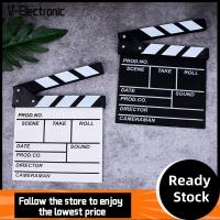 V-ELECTRONIC 30 x 27cm บันทึก Vlog โรงภาพยนตร์ ไม้ ผู้อำนวยการ ทีวีภาพยนตร์ กระดาน Clapperboard ฉากวิดีโอ