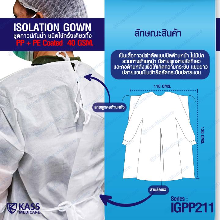 ชุดกาวน์กันน้ำ-ชนิดใช้ครั้งเดียวทิ้ง-isolation-gown-series-igpp211