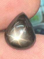 6.27CTS 11.4x9.3x3.5 มม. สตาร์แซฟไฟร์สีดำธรรมชาติเบาะหลังเบี้ยพลอยหลวม Natural Black Star Sapphire Cushion Cabochon Loose Gemstone