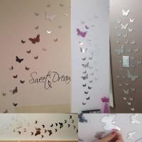 25Pcs/lot Mirror Butterfly Kitchen Wall Art Decal DIY Fashion Acrylic Sticker Wall Sticker for Kids Room Decoration Wall Decals Wall Stickers  Decals