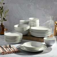 Gallery 40 Piece White Catering Dinnerware Set Round Dinner Salad Plates Cereal Pasta Bowls