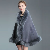 (ร้อน) แฟชั่น Elegant เลียนแบบ Fox FUR Cape เสื้อผู้หญิงฤดูหนาวถักเสื้อคลุมผ้าคลุมไหล่เซ็กซี่ faux FUR Poncho wraps Pashmina 12 colorrs