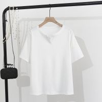 【มีไซส์ใหญ่】Plus Size Womens Short Sleeve White Black Summer T-shirts Oversized A-line Female Tops