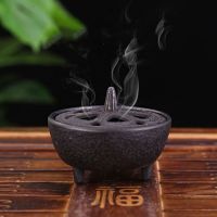 Retro Incense Burner Lotus Design Tripod Cast-iron Censer Incense Holder Desktop Ornaments Chinese Ancient Style Tea Ceremony