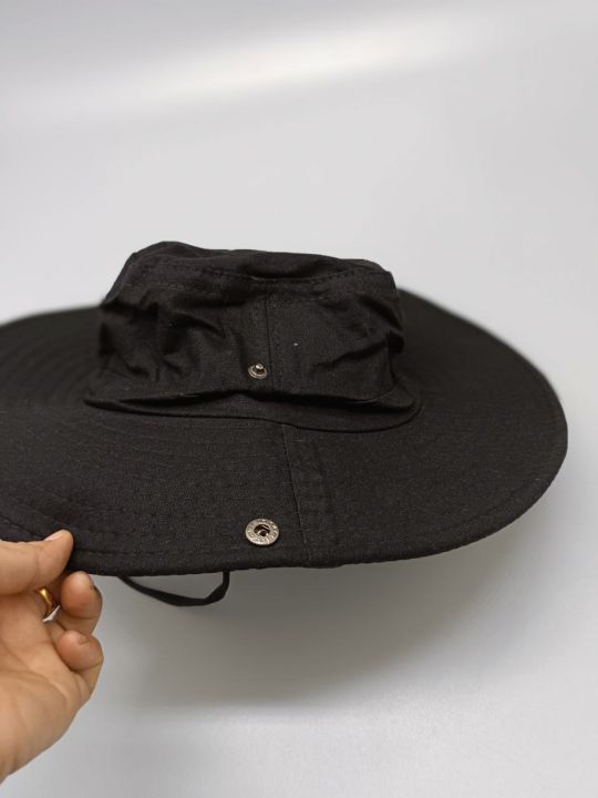 หมวกบักเก็ต-แฟชั่น-หญิง-ชาย-หมวกกันแดด-มีเชือกรัดข้าง-หมวกปีกบ้าน-ปีกกว้าง-3-5-นิ้ว-รอบศีรษะ-58-62-สินค้าพร้อมส่ง