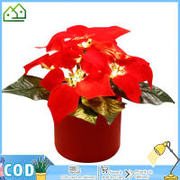 ต้นไม้ดอก Poinsettia ประดิษฐ์พร้อมแบตเตอรี่ไฟ Led สำหรับช่อดอกไม้ประดับโต๊ะงานแต่งงานของตกแต่งบ้าน