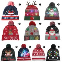 LED Christmas Hats Luminous Knit Hat Colorful Cartoon Pattern Christmas Cap For Children Men Women Warm Hat Christmas Gift