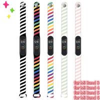 For Xiaomi Mi Band 6 5 4 3 Strap Silicone Printed Belt Twist Rainbow Pattern Xiaomi 3 4 Bracelet Smart Sports Fitness Wristband Smartwatches