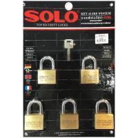 ?ดีสุดๆ!!  กุญแจคีย์อะไลท์ SOLO 4507SQ45 45 มม. 5 ตัว/ชุด กุญแจคล้อง SOLO KEY ALIKE 4507SQ45 POLISHED BRASS/5 KEY ALIKE