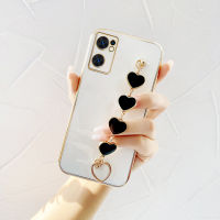 เคสสร้อยข้อมือความรักสีดำสำหรับ OPPO Reno7 5G Reno 7 Z Reno8 Pro Find X5 Lite A96 China Oneplus N20 Nord 5G ฝาครอบโซ่พันข้อมือรวมทั้งหมดป้องกันเลนส์กล้องกันซองนุ่มกันกระแทกโทรศัพท์มือถือ