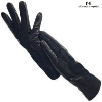 Gloves winter ladies wrist fashion sheepskin black gloves new warm leather genuine driving motorcycle accessories cold-proof lea